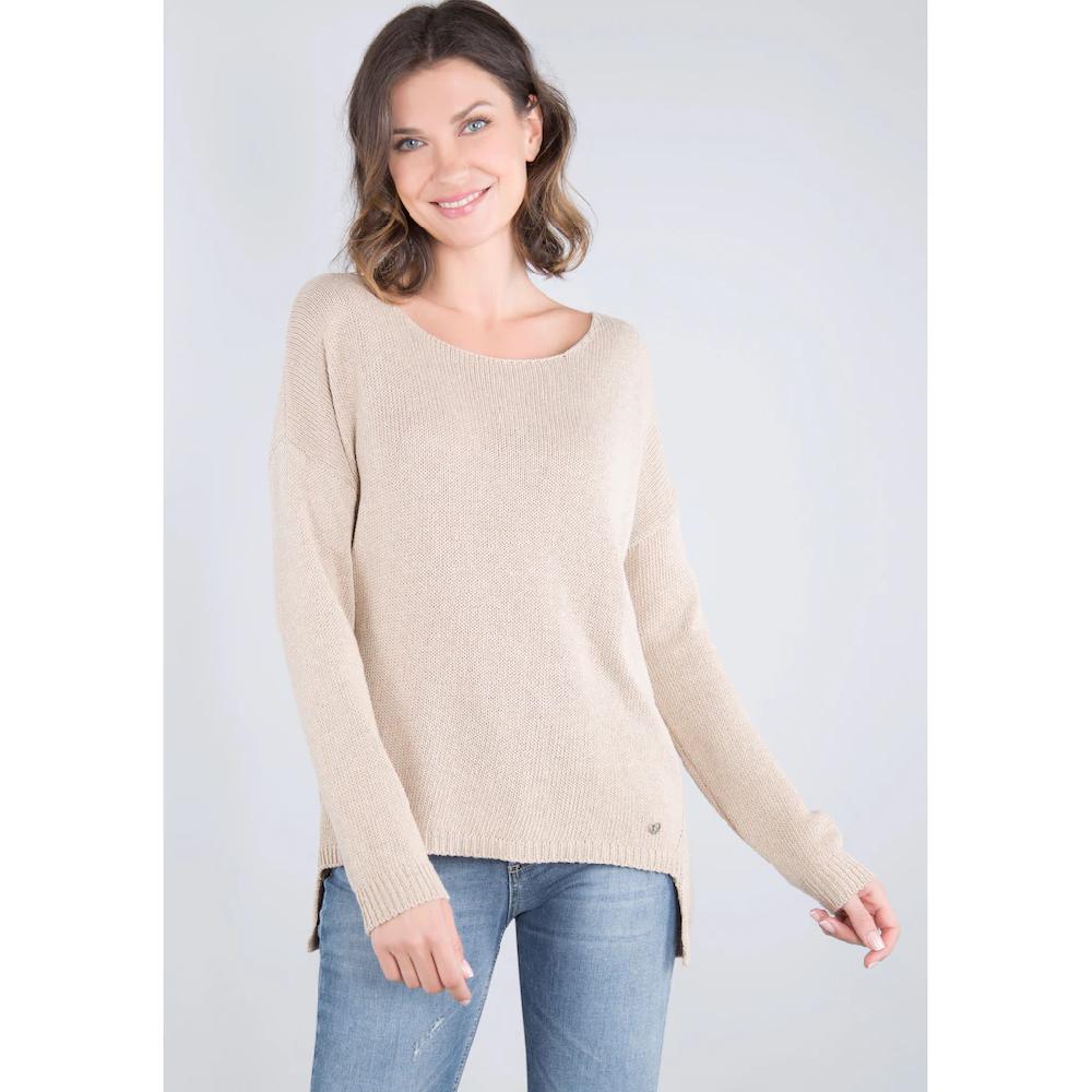 Please Jeans Rundhalspullover »PL-M49« in schöner Melange-Optik One Size