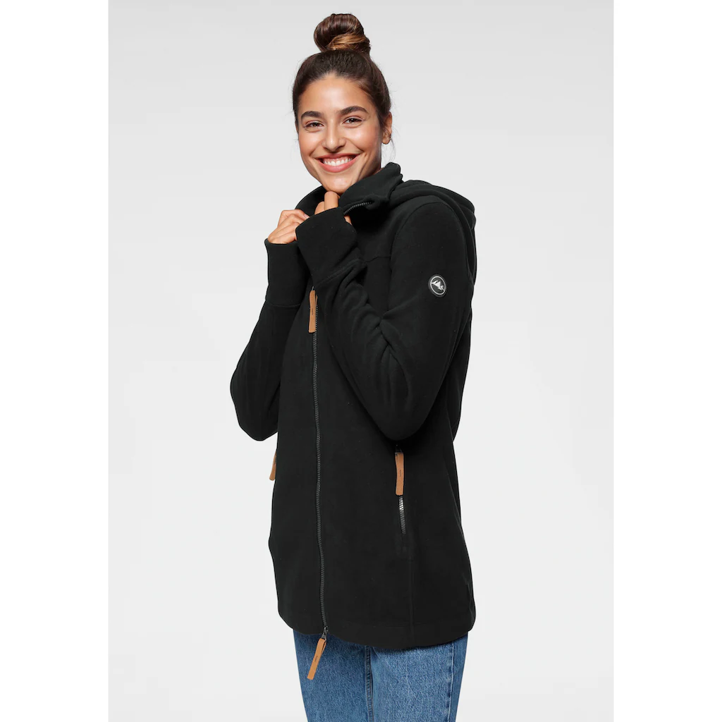 Polarino Fleecejacke mit Kapuze aus Fleece atmungsaktiv schnell trocknend