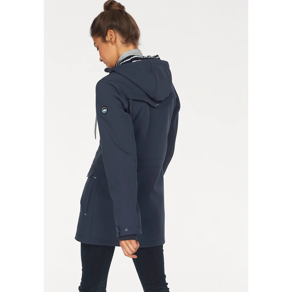 Polarino Softshellparka Mit Kapuze Mit Fleece-Innenseite Aus Softshell Wasserabweisend Winddicht