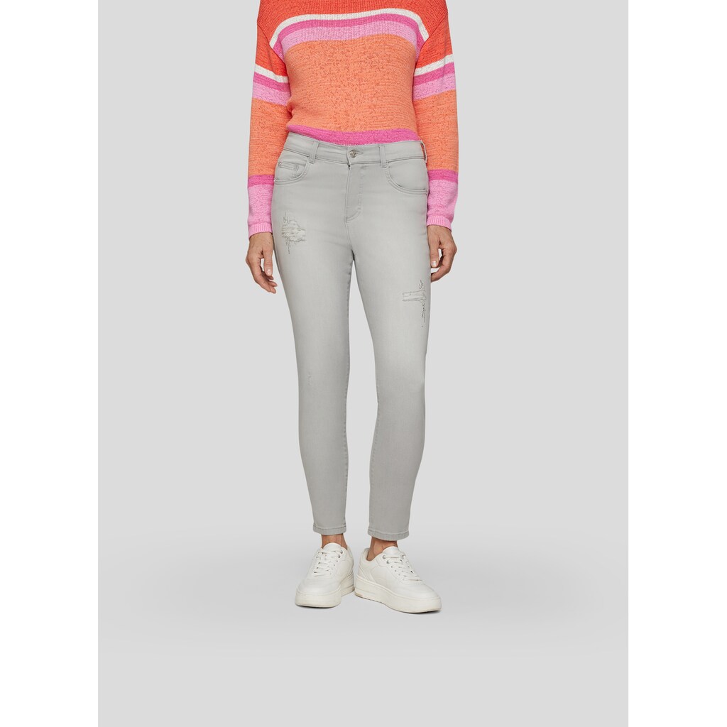 Rabe Jerseyhose »Rabe Trendige graue Sunny Jeans mit dezenten Used-Details«
