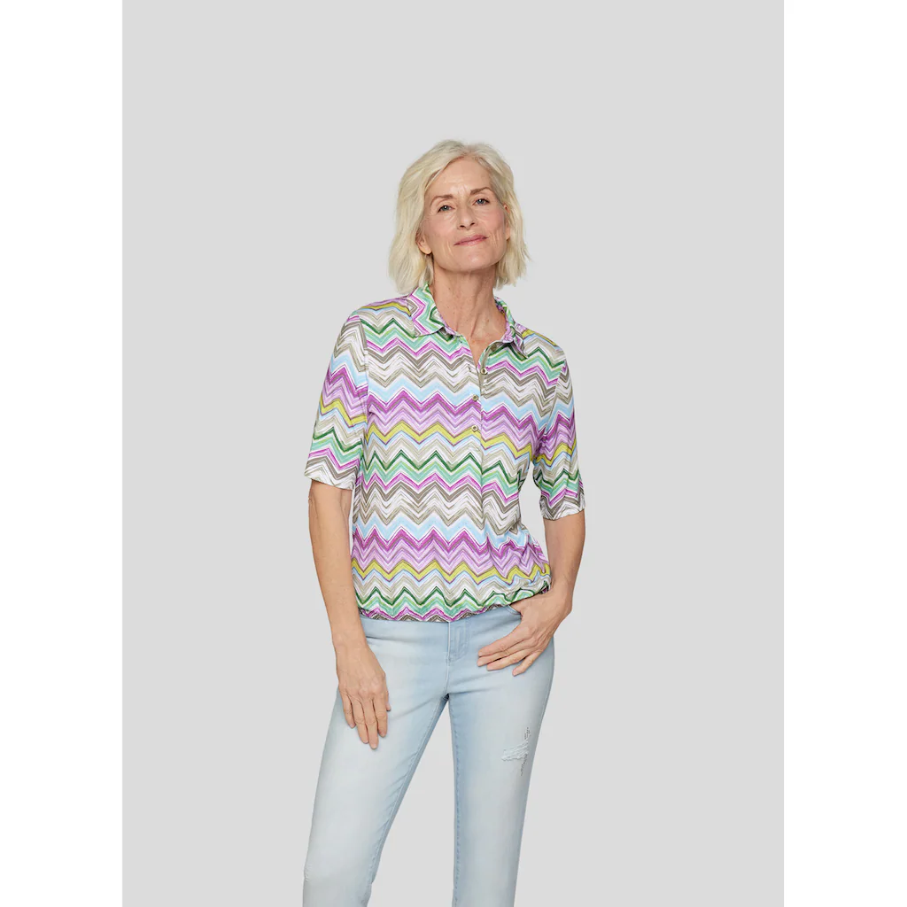 Rabe Print-Shirt »Rabe Trendiges Poloshirt mit Zickzack-Muster«