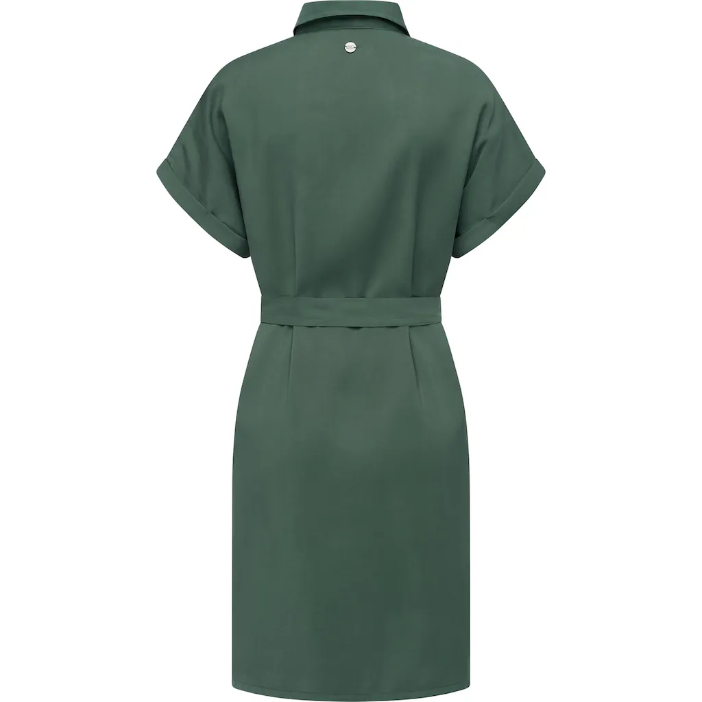Ragwear Blusenkleid »Manilla« Kurzarm Midikleid Mit Taillengürtel