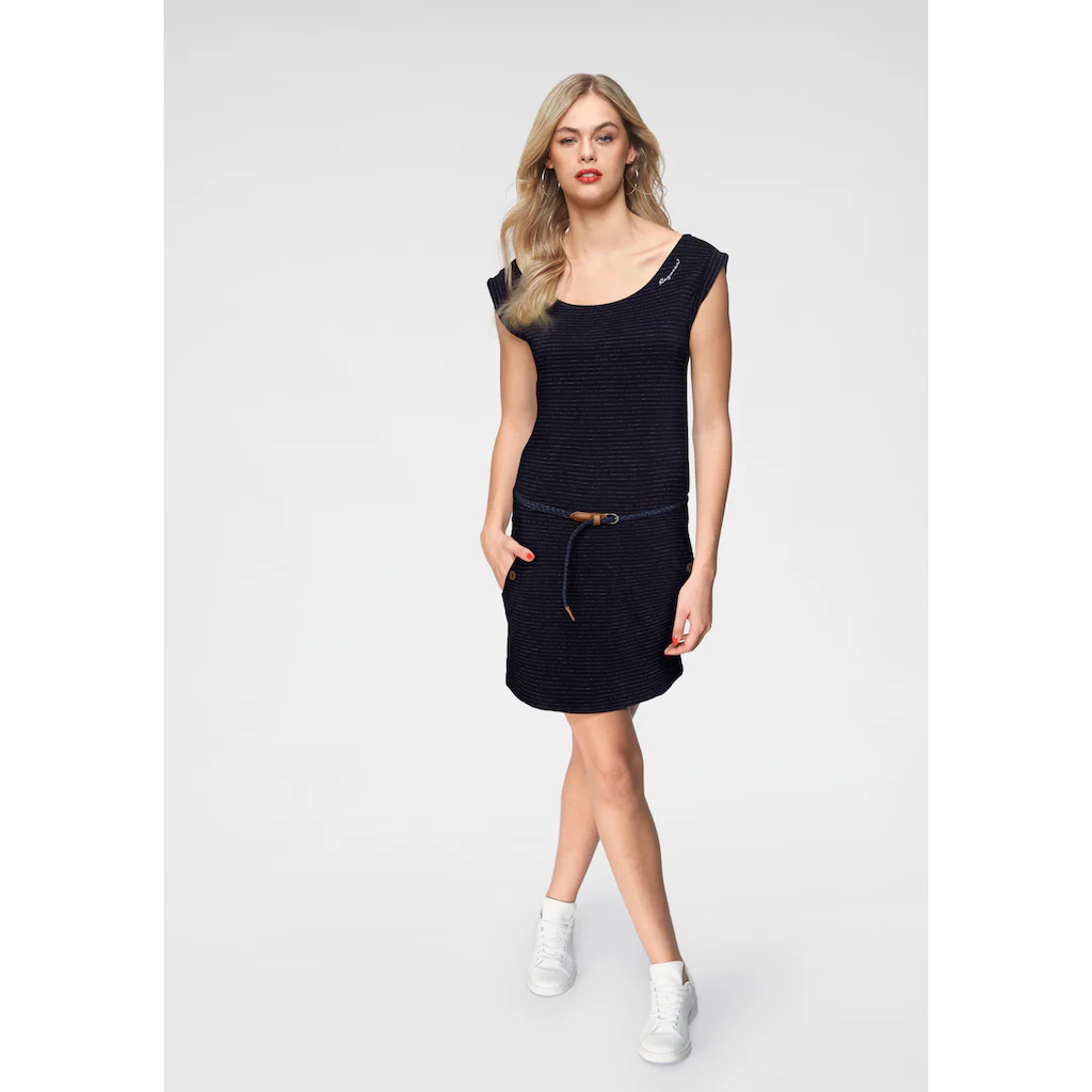 Ragwear Jerseykleid »TAG C ORGANIC O« (2 Tlg. Mit Abnehmbarem Gürtel) Im Dezenten Ringel-Streifen-Design