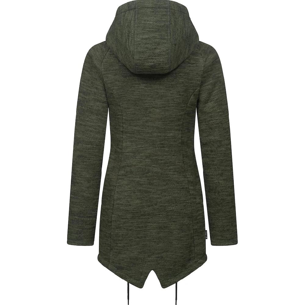 Ragwear Kapuzenstrickjacke »Wingi Melange« Sportliche Kapuzenjacke Mit Teddy-Kunstfell