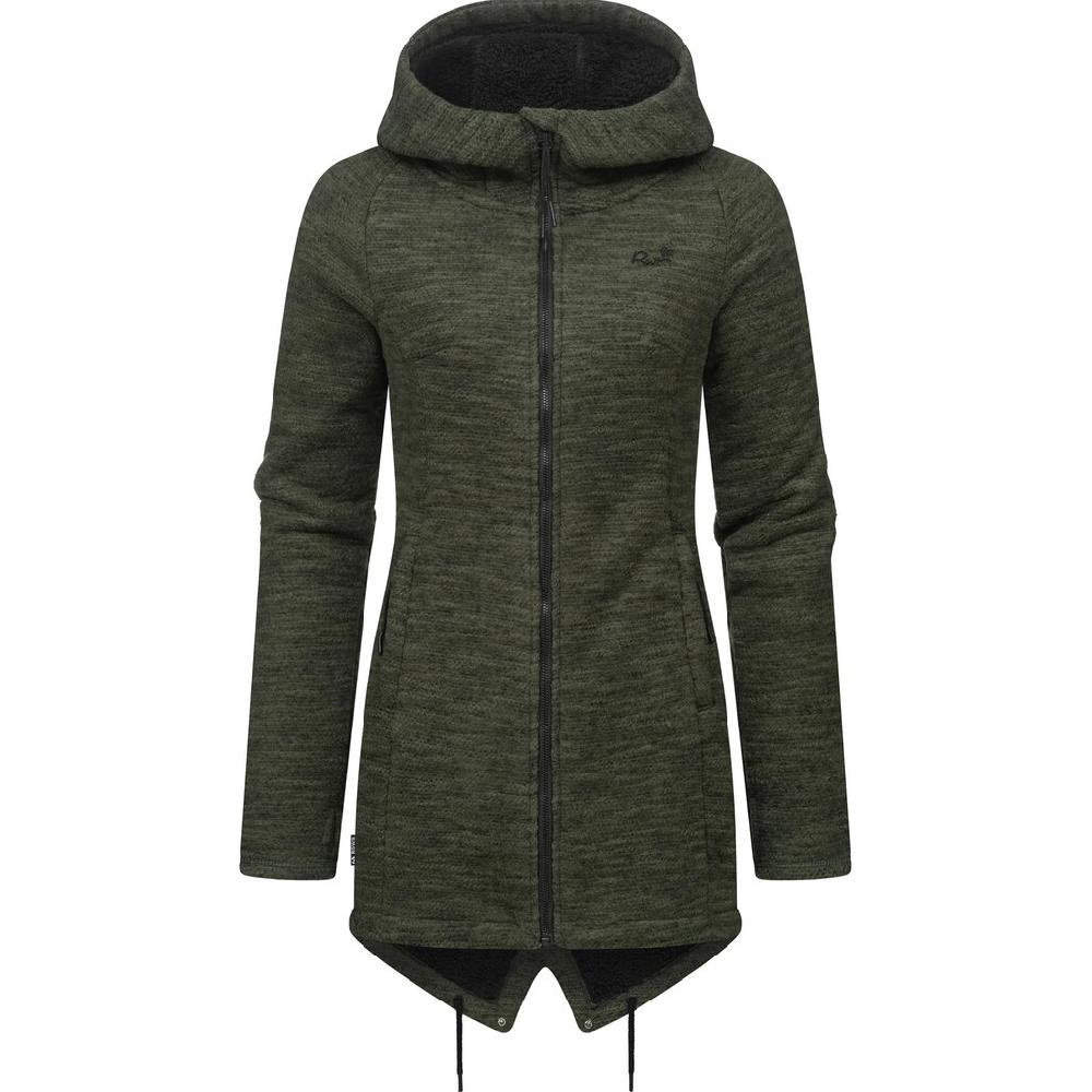 Ragwear Kapuzenstrickjacke »Wingi Melange« Sportliche Kapuzenjacke Mit Teddy-Kunstfell