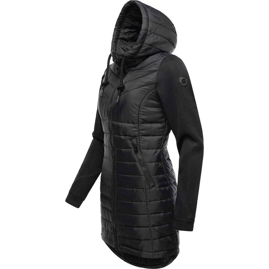 Ragwear Langjacke »Sandrra Long« Mit Kapuze Steppjacke Aus Modernem Materialmix Mit Kapuze