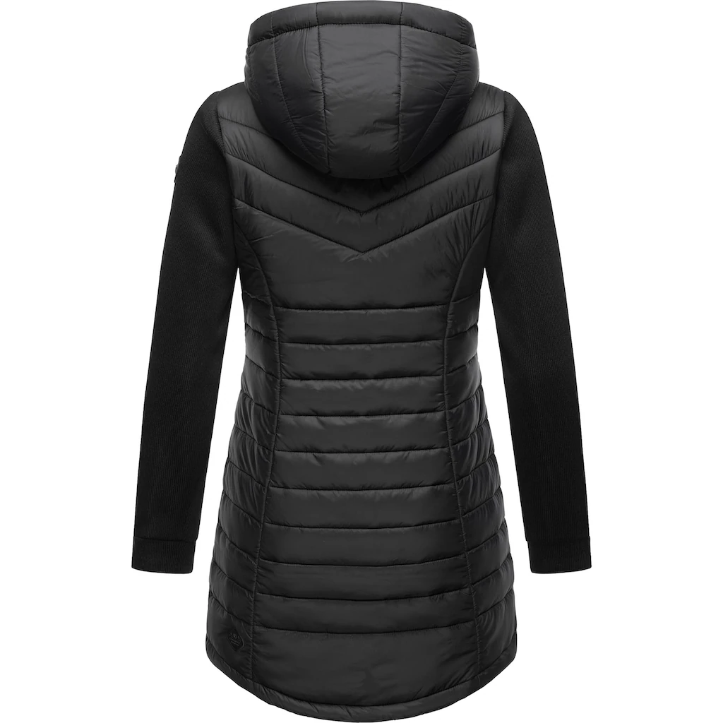 Ragwear Langjacke »Sandrra Long« Mit Kapuze Steppjacke Aus Modernem Materialmix Mit Kapuze