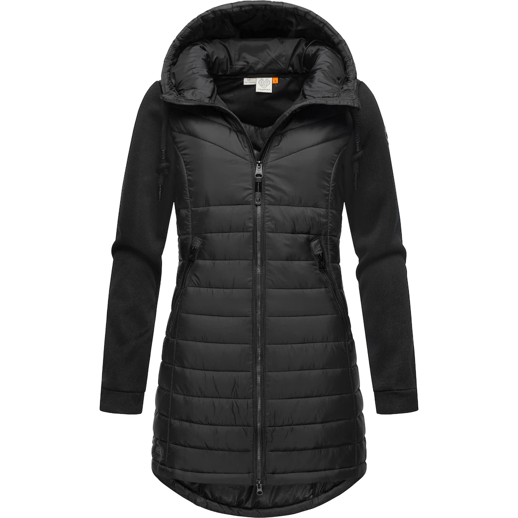 Ragwear Langjacke »Sandrra Long« Mit Kapuze Steppjacke Aus Modernem Materialmix Mit Kapuze