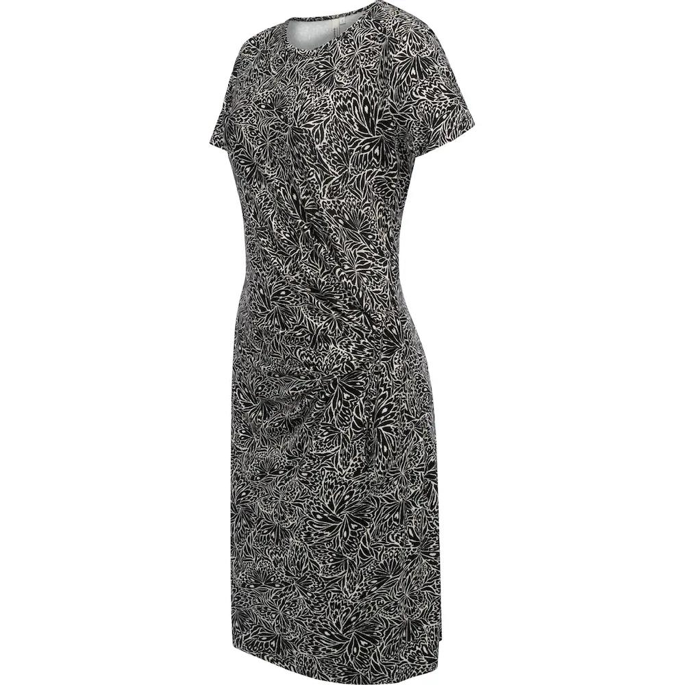 Ragwear Shirtkleid »Knotta Print« Kurzarm Sommerkleid Mit Seitlichem Bindeband