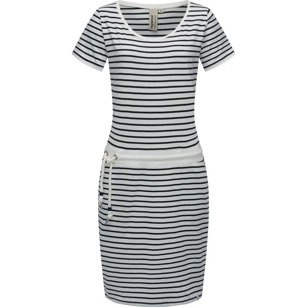 Ragwear Sommerkleid »Baomi« gestreiftes Damen Minikleid mit Taillenkordel und Taschen
