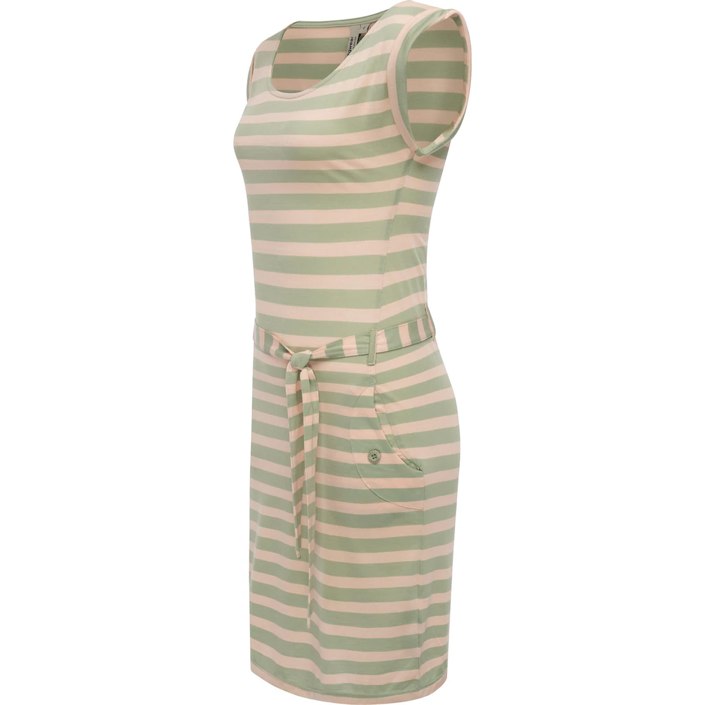 Ragwear Sommerkleid »Tagg Stripes« Gestreiftes Damen Minikleid Mit Taillenband Und Taschen