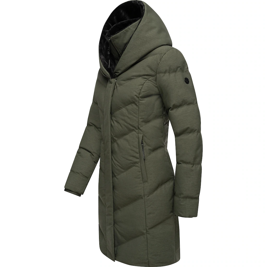 Ragwear Steppmantel »Natalka Cosy« Damen Wintermantel Mit Flauschigem Kunstfell Am Kragen