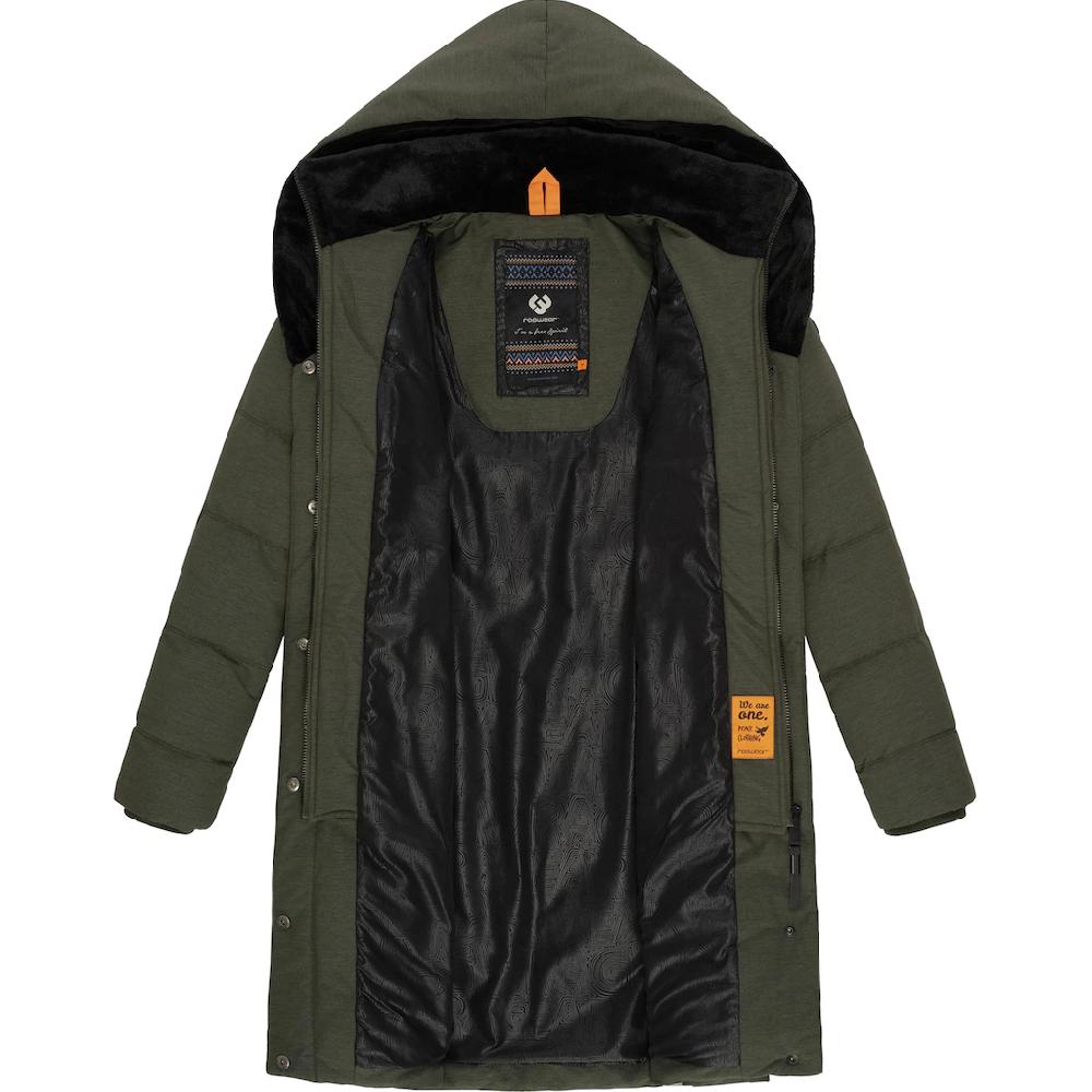 Ragwear Steppmantel »Natalka Cosy« Damen Wintermantel Mit Flauschigem Kunstfell Am Kragen