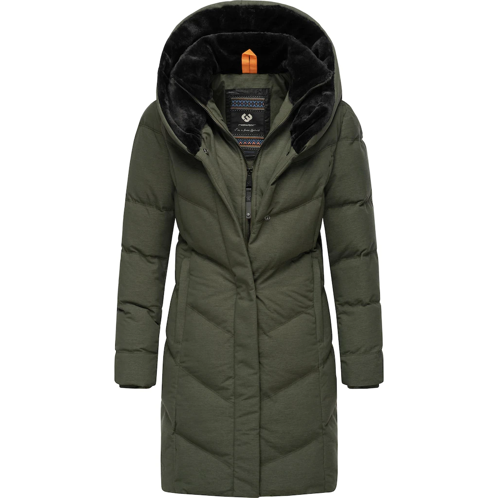 Ragwear Steppmantel »Natalka Cosy« Damen Wintermantel mit flauschigem Kunstfell am Kragen