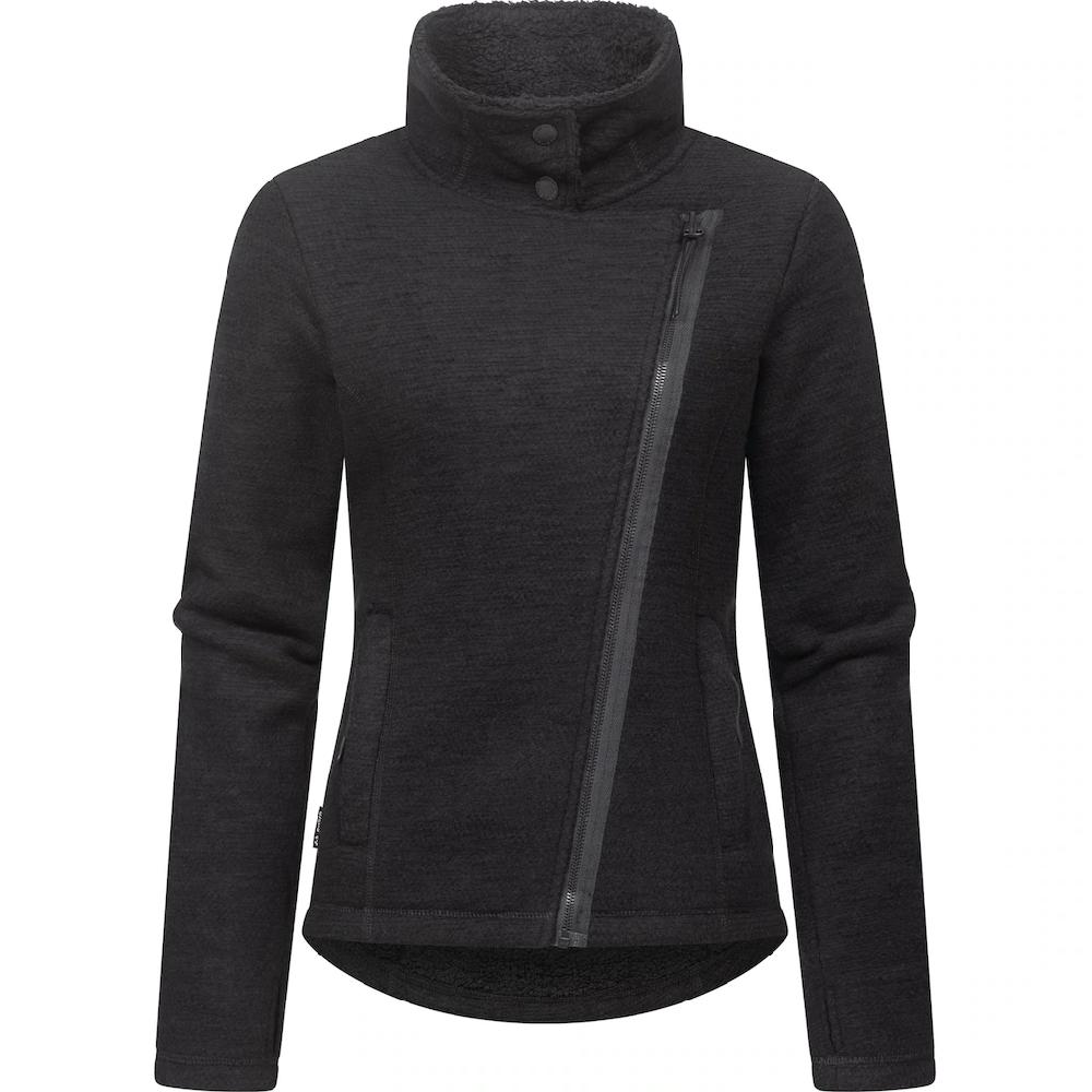 Ragwear Strickfleecejacke »Saskie Melange« Ohne Kapuze Grob Gestrickte Damen-Jacke Mit Teddyfell-Futter