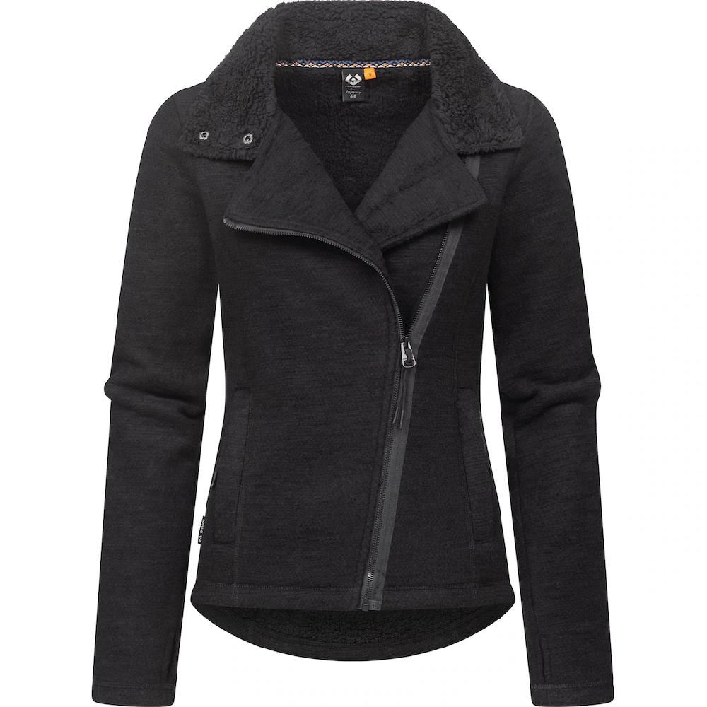 Ragwear Strickfleecejacke »Saskie Melange« ohne Kapuze Grob gestrickte Damen-Jacke mit Teddyfell-Futter