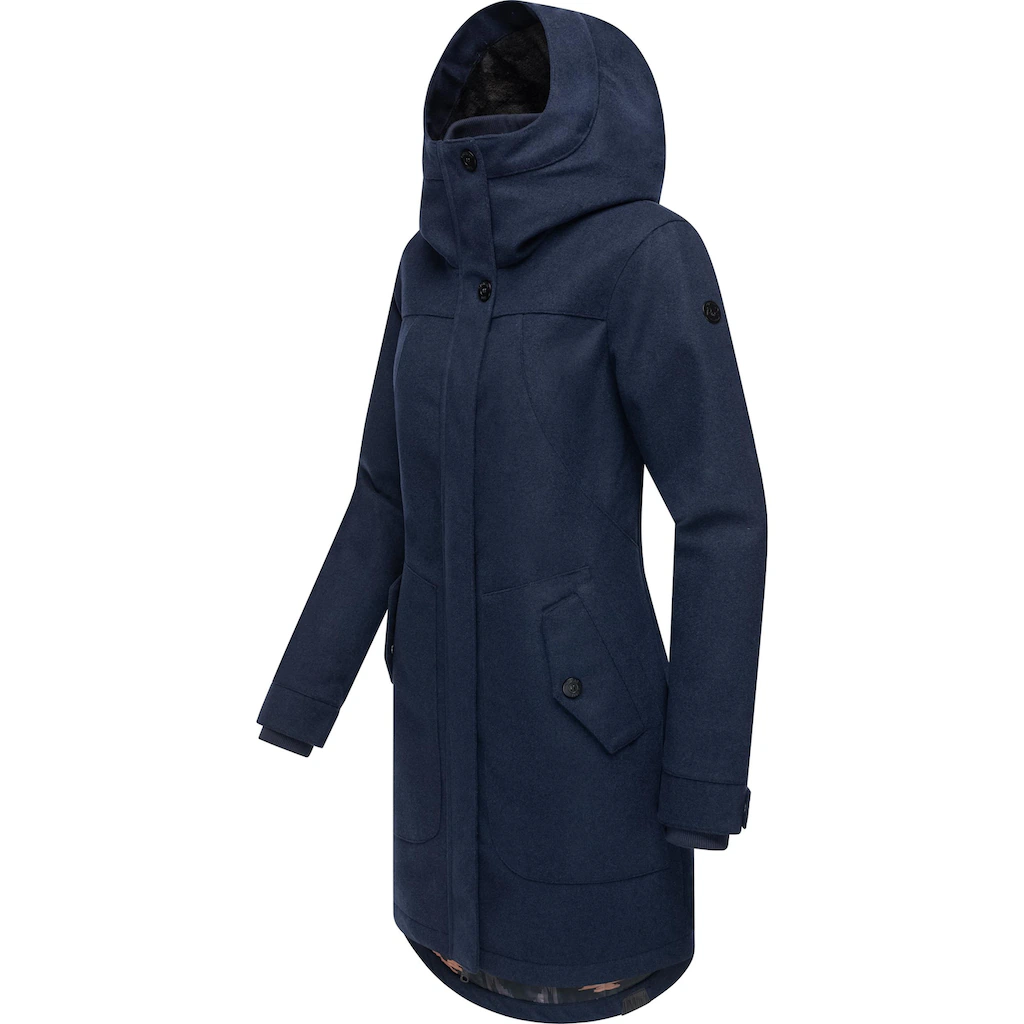 Ragwear Wintermantel »Jannisa Coat« Klassischer Damen Kurzmantel Mit Kapuze