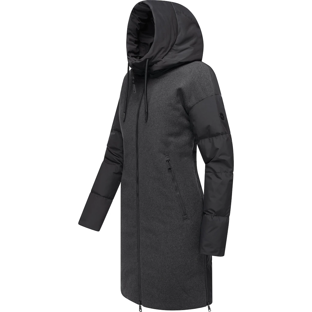 Ragwear Wintermantel »Jumana« Damen Mantel Aus Modernem Materialmix Mit Kapuze