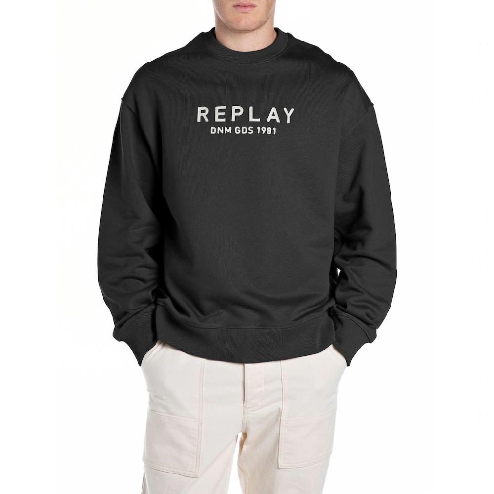 Replay Sweatshirt mit gesticktem Schriftzug vorn ▷ für