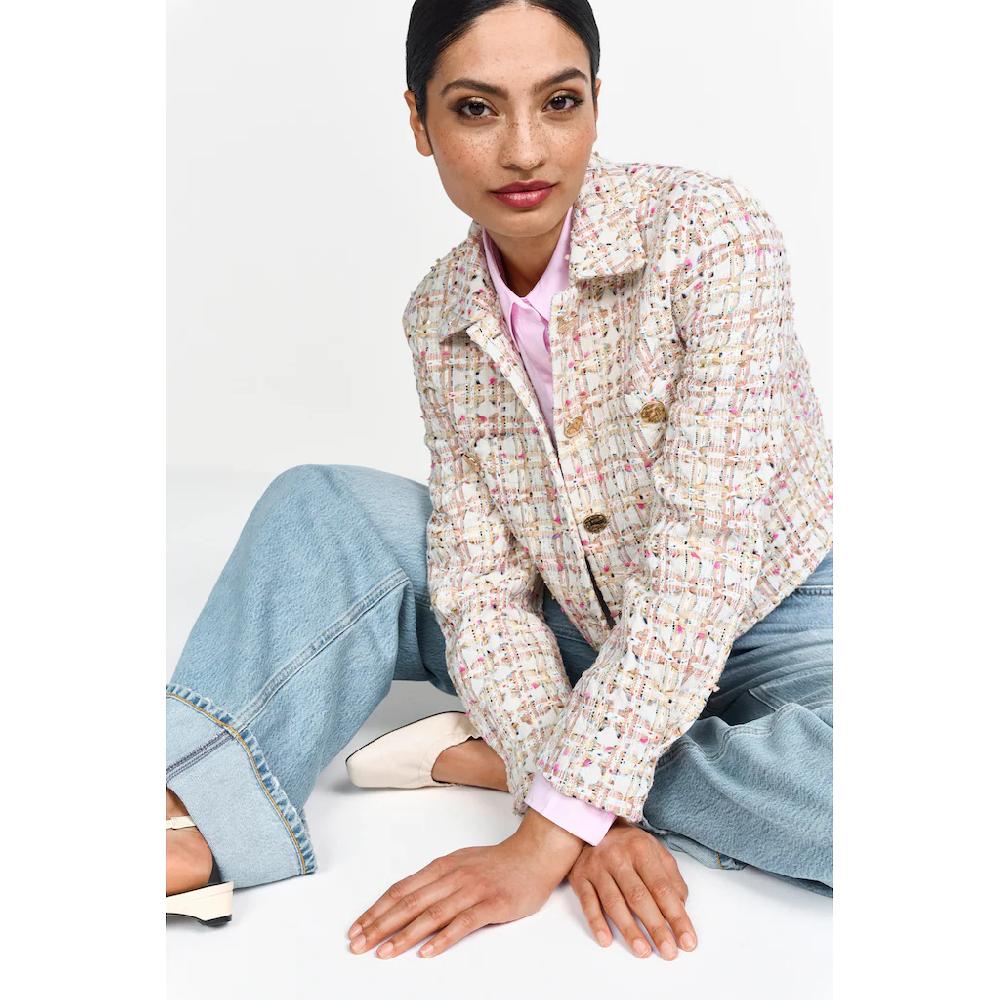 RICHROYAL Bouclèjacke Ohne Kapuze Mit Rundhalsausschnitt