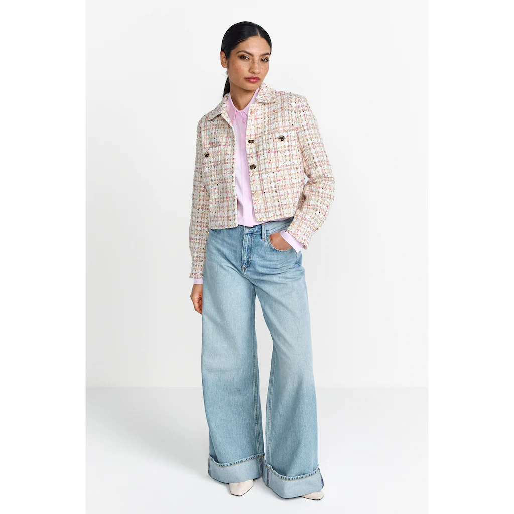 RICHROYAL Bouclèjacke Ohne Kapuze Mit Rundhalsausschnitt