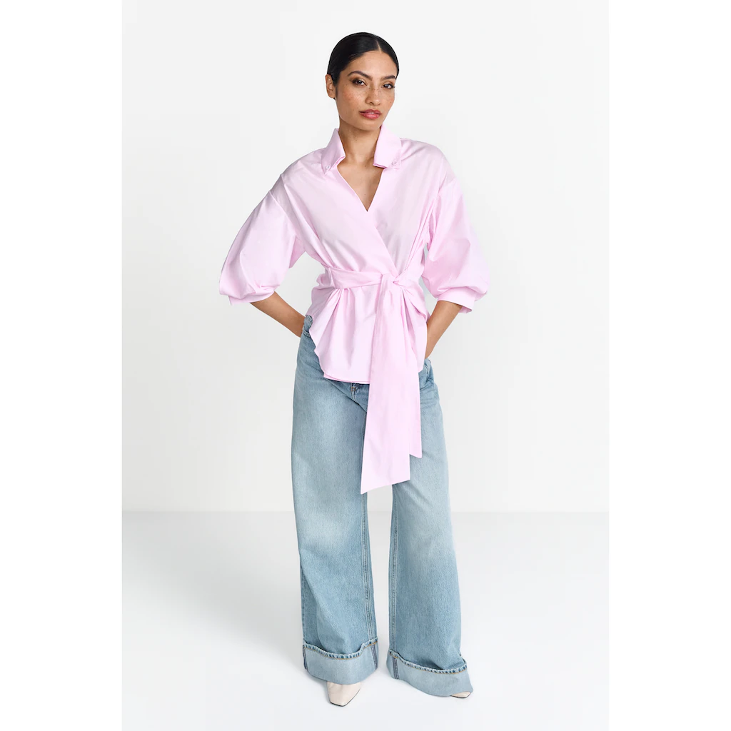 RICHROYAL Klassische Bluse Mit überschnittener Schulter Und Button-Down-Kragen