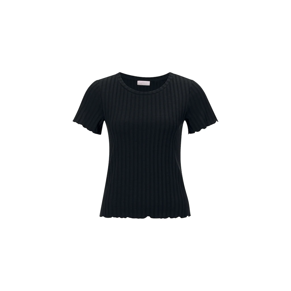 RICHROYAL Kurzarmshirt Mit Gewelltem Saum An Rumpf Und Ärmeln
