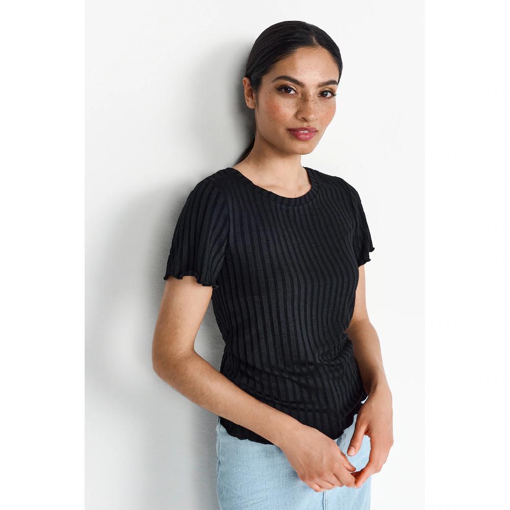 RICHROYAL Kurzarmshirt Mit gewelltem Saum an Rumpf und Ärmeln