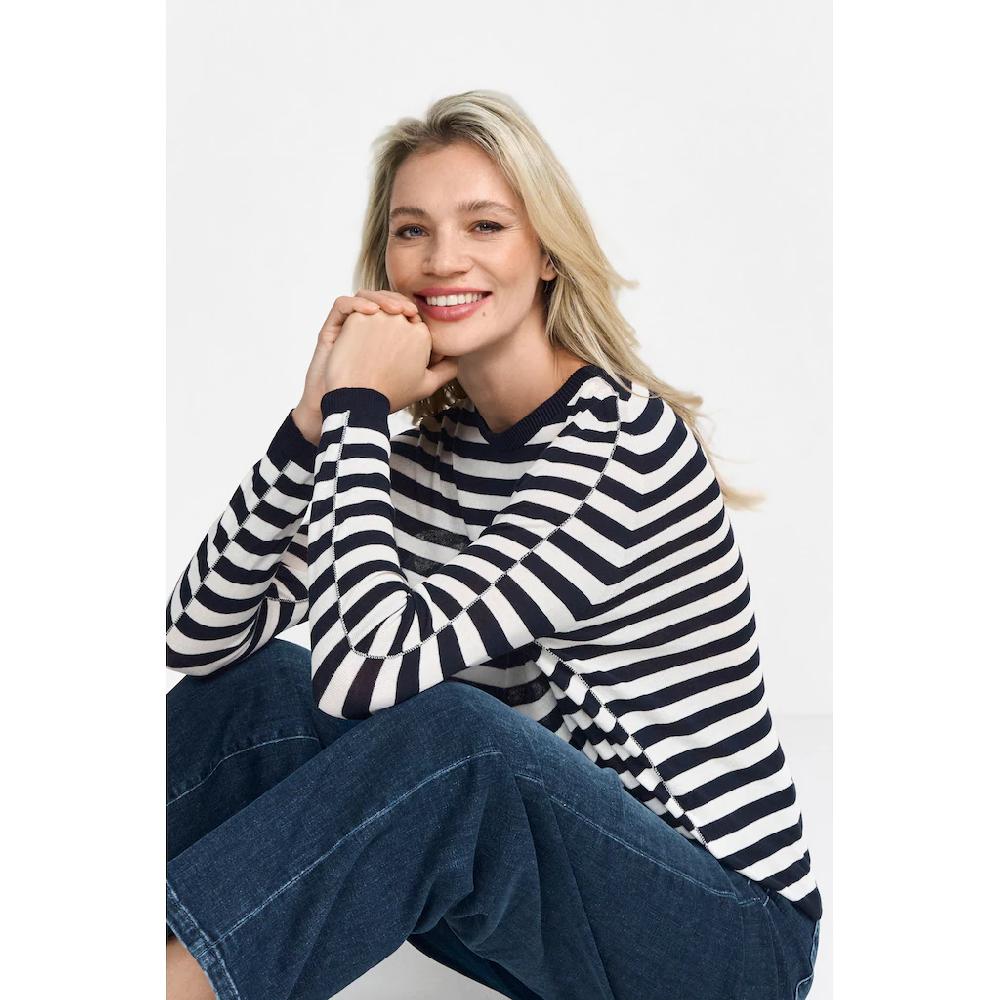 RICHROYAL Streifenpullover Mit Markenlabel am Rücken