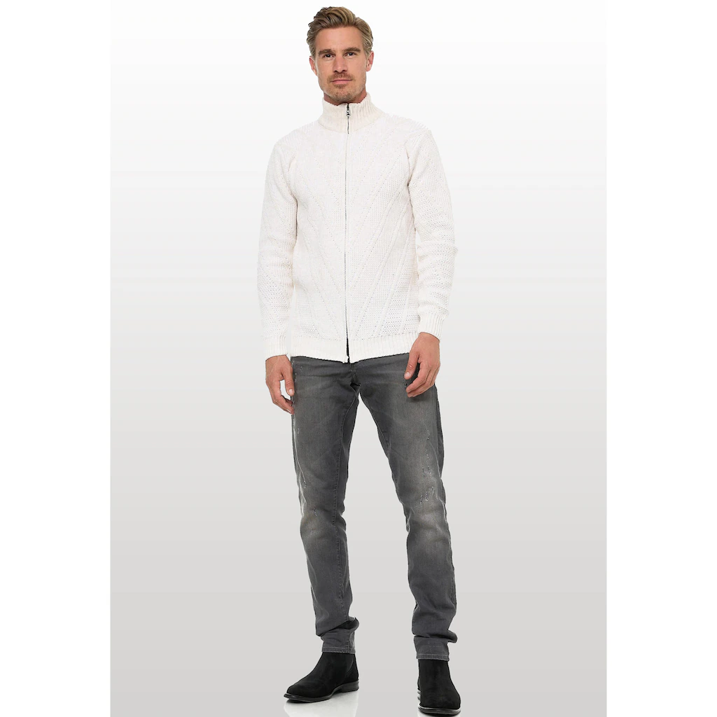 Rusty Neal Strickjacke Mit Stehkragen Und Durchgehendem Reißverschluss ▷ Für