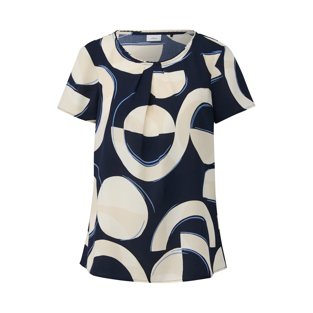 s.Oliver BLACK LABEL Kurzarmbluse mit All-Over Print