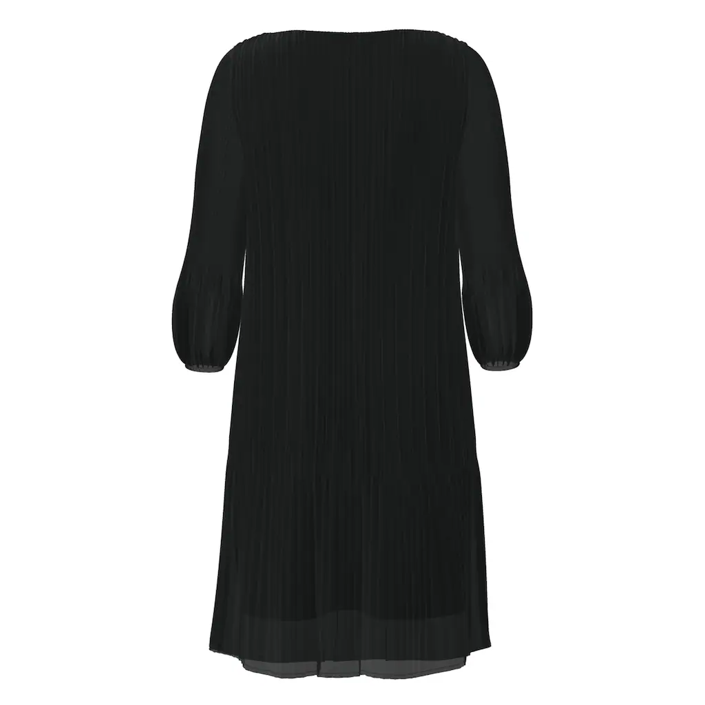 S.Oliver BLACK LABEL Plisseekleid Halbtransparent Mit U-Boot-Ausschnitt