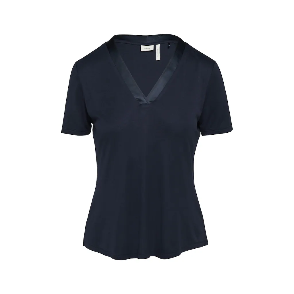 S.Oliver BLACK LABEL T-Shirt Mit Satiniertem V-Ausschnitt