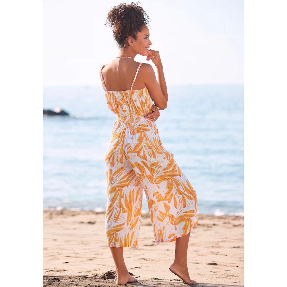 S.Oliver Culotte-Overall Mit Alloverdruck Sommerlicher Jumpsuit Mit Extraweitem Bein
