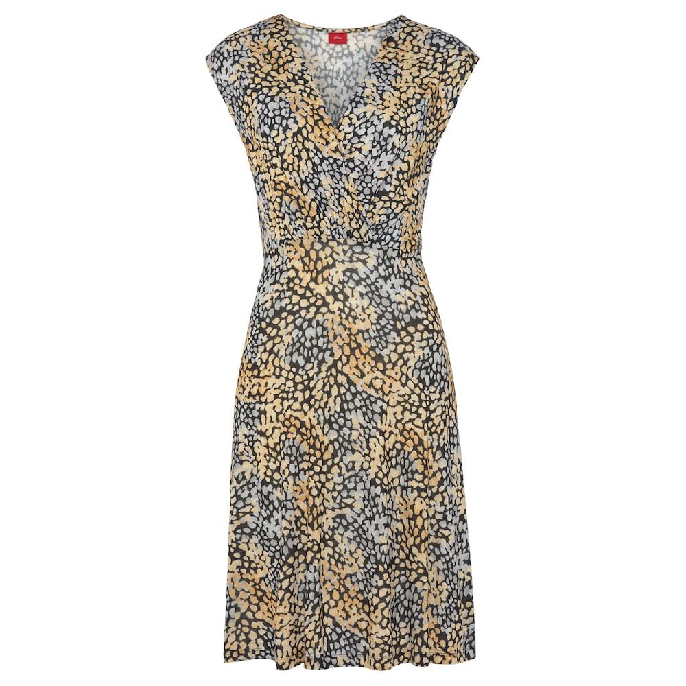S.Oliver Jerseykleid Mit Alloverdruck Und V-Ausschnitt Sommerkleid In Wickeloptik