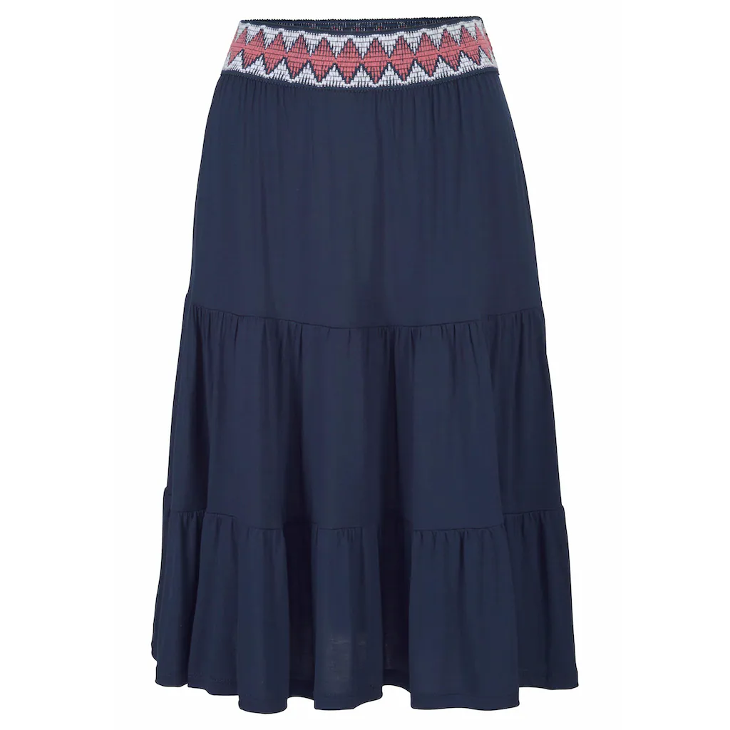 S.Oliver Jerseyrock Mit Volants Luftiger Midirock Sommerrock