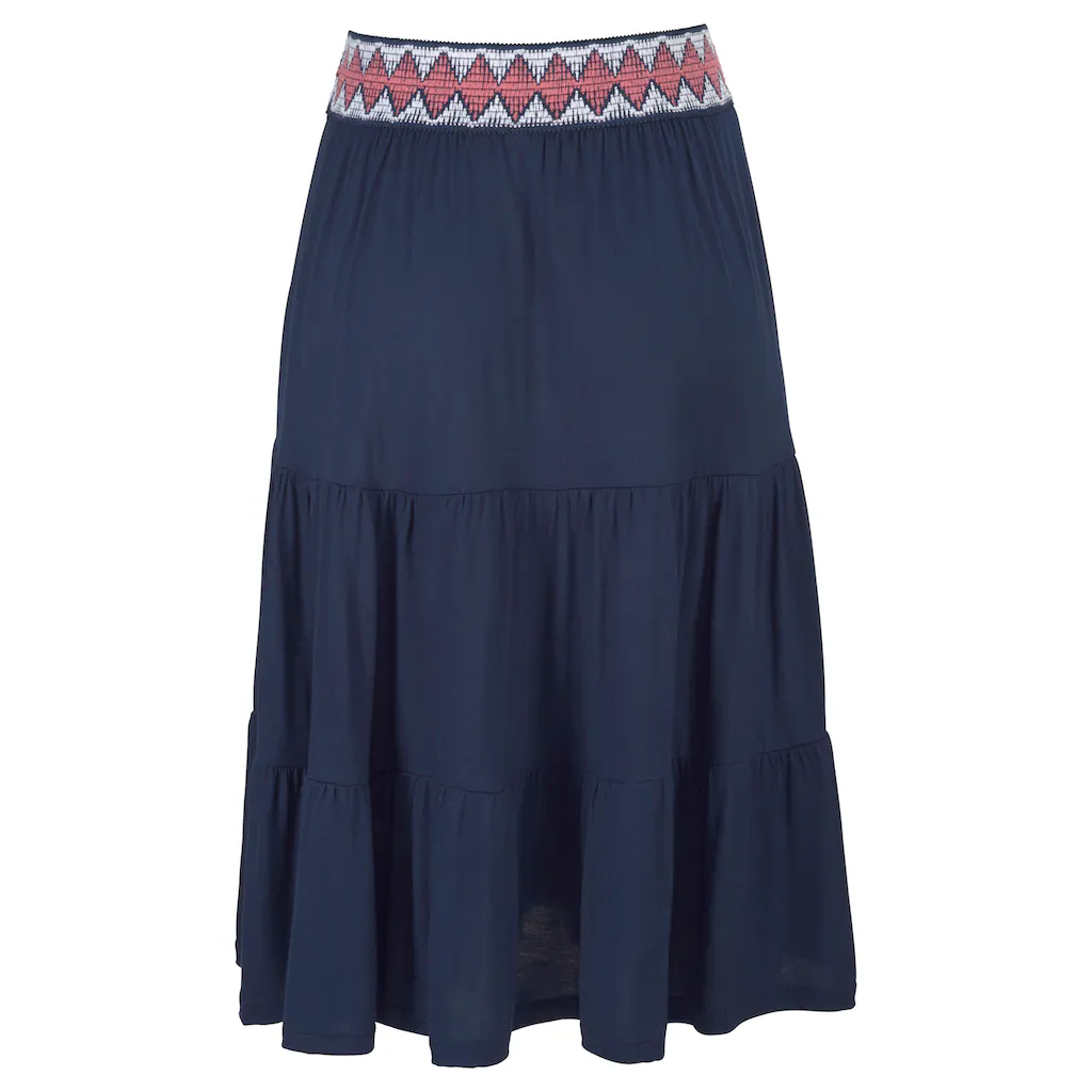 S.Oliver Jerseyrock Mit Volants Luftiger Midirock Sommerrock