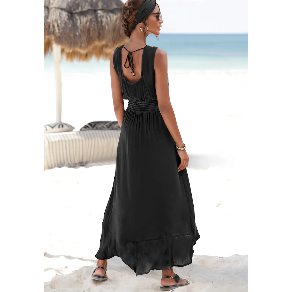 S.Oliver Maxikleid Aus Gekreppter Viskose Zum Binden Im Nacken Sommerkleid Strandkleid