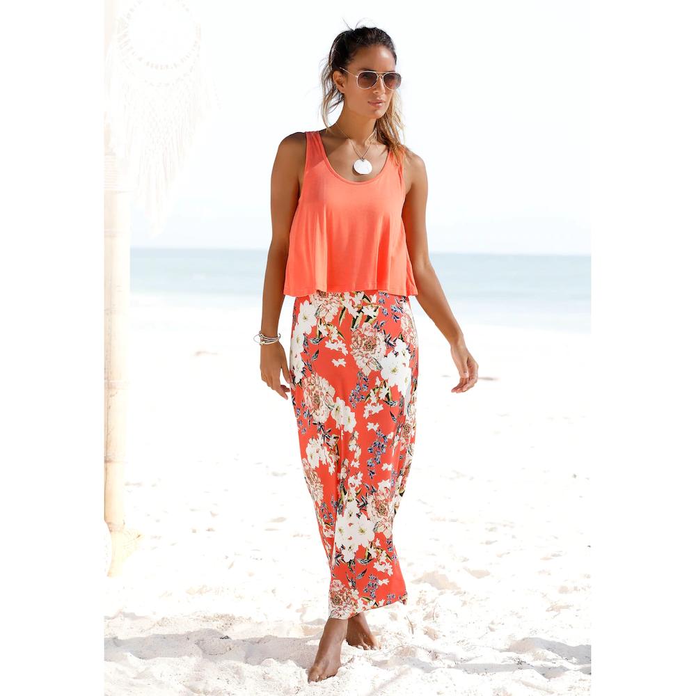 s.Oliver Maxikleid im Lagen-Look mit Blumenprint Sommerkleid Strandkleid