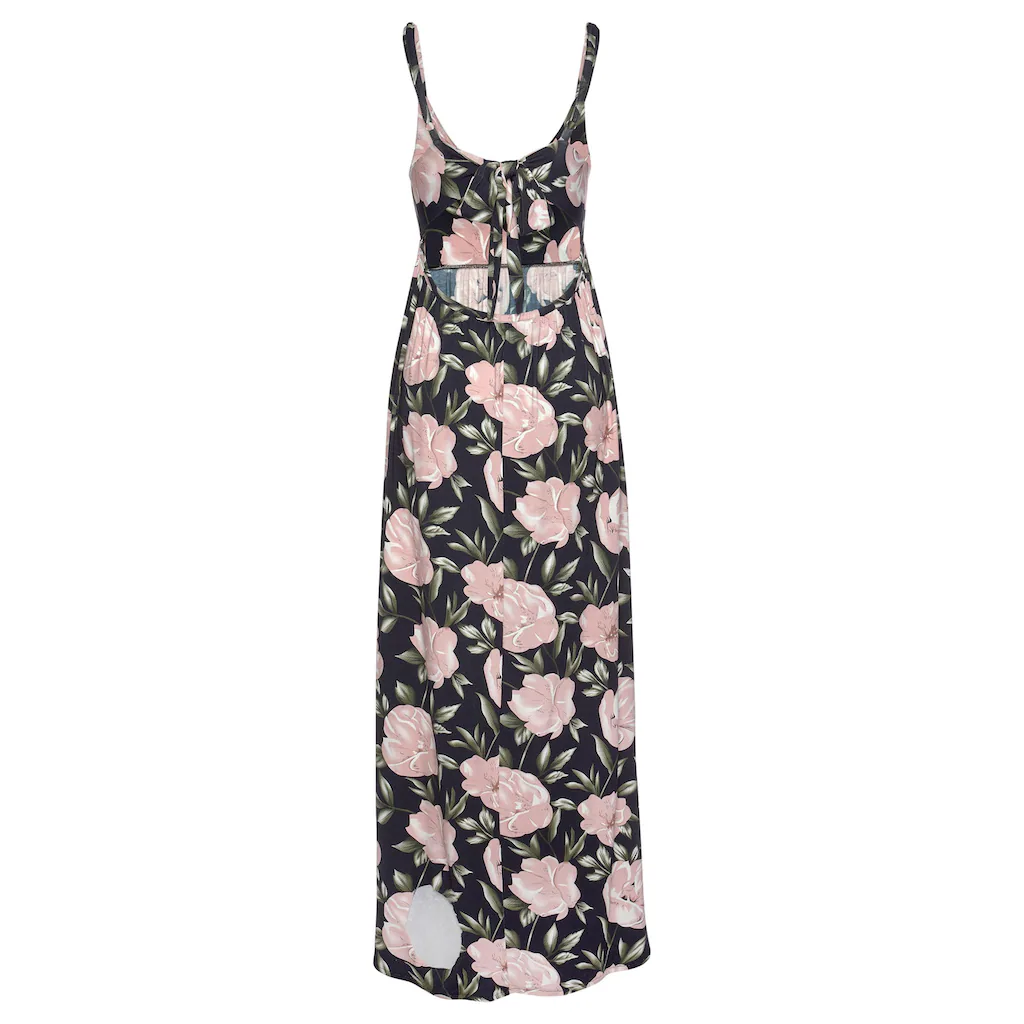 S.Oliver Maxikleid Mit Tiefem Rückenausschnitt Sommerkleid Im Alloverprint Strandkleid