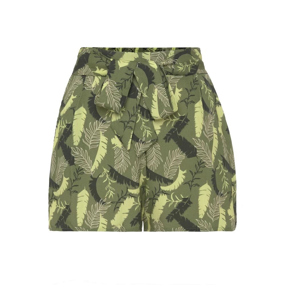S.Oliver Webshorts Mit Blätterdruck Und Bindegürtel Kurze Hose Lockere Passform
