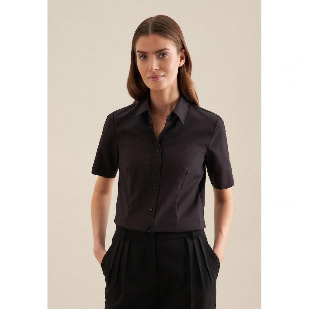 seidensticker Hemdbluse »Schwarze Rose« Kurzarm Kragen Uni