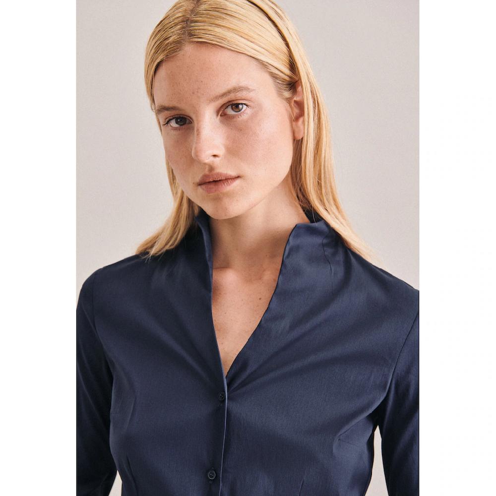 Seidensticker Klassische Bluse »Schwarze Rose« Langarm Kragen Uni