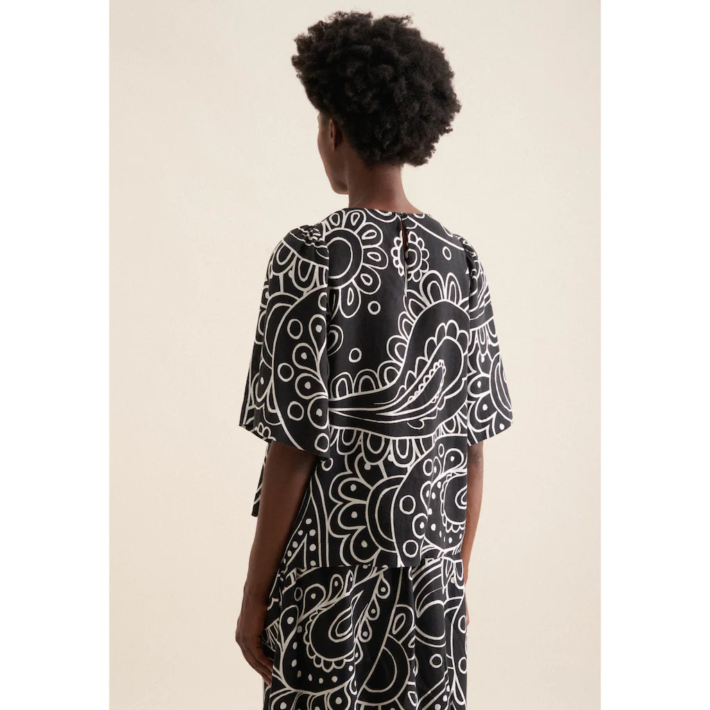 Seidensticker Shirtbluse »Schwarze Rose« Kurzarm Rundhals Paisley