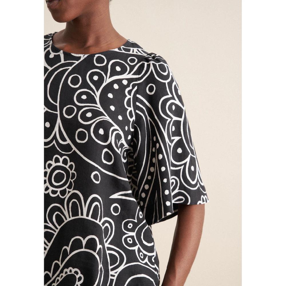 Seidensticker Shirtbluse »Schwarze Rose« Kurzarm Rundhals Paisley