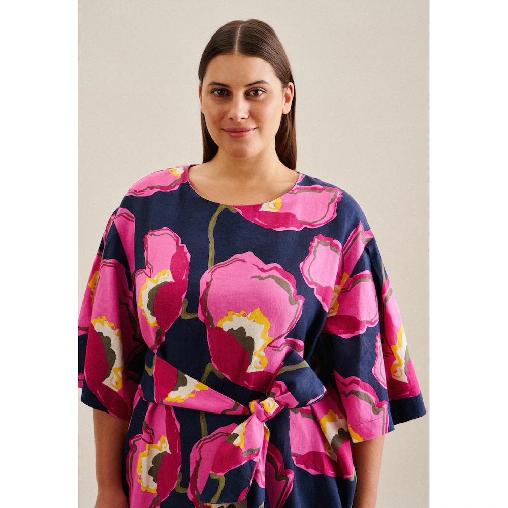 Seidensticker Sommerkleid »Schwarze Rose« Kurzarm Rundhals Floral