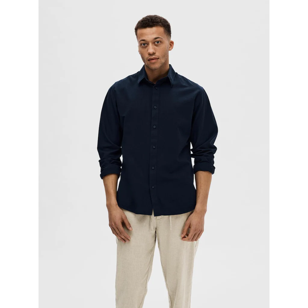 SELECTED HOMME Leinenhemd »NEW-LINEN SHIRT« unifarben ▷ für
