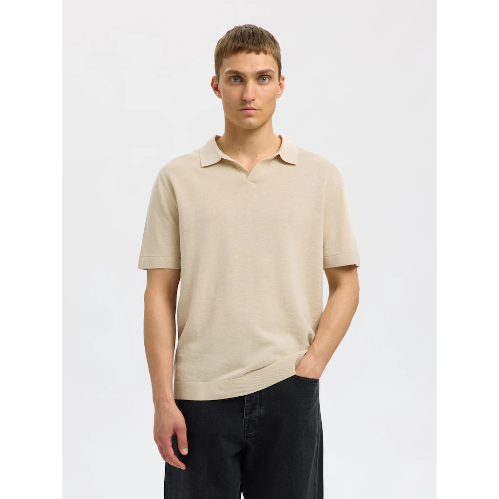 SELECTED HOMME Poloshirt »SLHMATTIS SS KNIT SUN OPEN POLO NOOS«