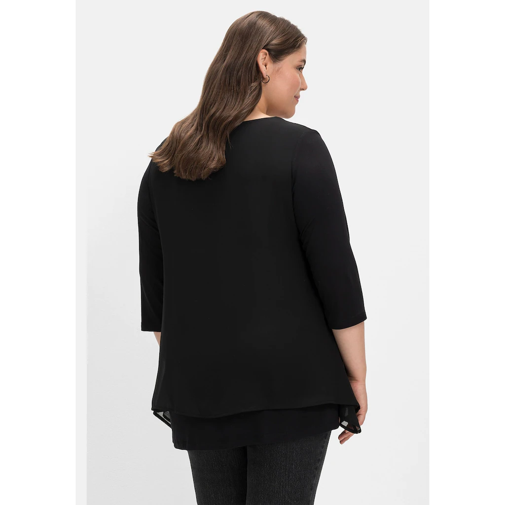 Sheego 3/4-Arm-Shirt »Große Größen« Mit Chiffon-Oberteil