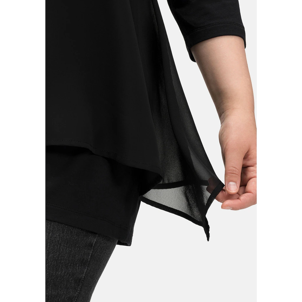 Sheego 3/4-Arm-Shirt »Große Größen« Mit Chiffon-Oberteil